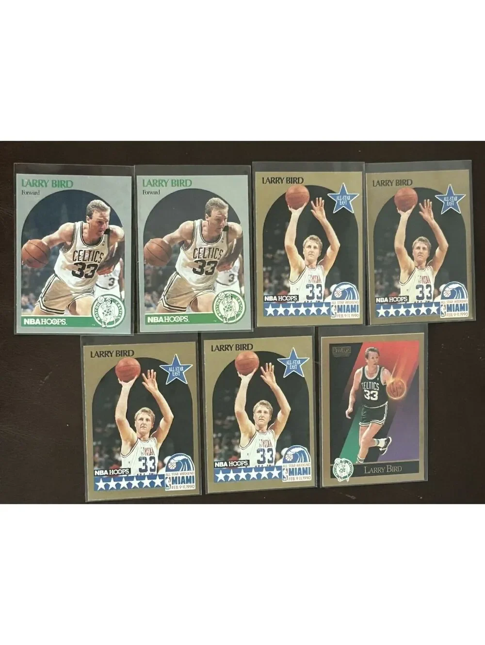 HOF LARRY BIRD VINTAGE COLLECTION NEAR MINT 7 NBA CARD LOT 1990 HOOPS & SKYBOX